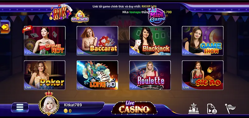 Live casino tại game Rikvip